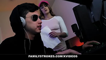 Preview 2 of Bagla Sex Vidoes - FamilyStrokes - Nerdy Teen Gets His Stepbros Attention By Gobbling His Girthy Dick Whole