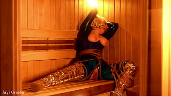 Preview 4 of Arba Xxxx - 1 hour bondage in latex compilation videos - blonde MILF Arya Grander