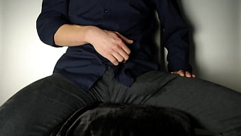 Preview 3 of Blonde Wc - Very unsatisfying ruined orgasm for a sub in his jeans. The cum stain grows out of shame