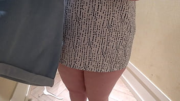 Preview 2 of Love Posion - Hidden camera in the fitting room spying on a mature PAWG. Chubby milf with big booty in panties tries on different shorts. Amateur fetish and close-ups.