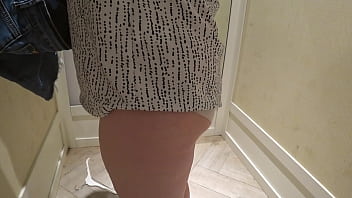 Preview 1 of Love Posion - Hidden camera in the fitting room spying on a mature PAWG. Chubby milf with big booty in panties tries on different shorts. Amateur fetish and close-ups.