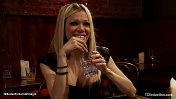 Preview 1 of Moriah Mills Fucking Camera Man - Blond shemale fuck bound bartender