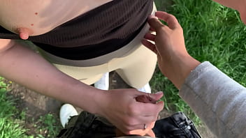 Preview 3 of And Onesie - The first date with an 18yearold beauty on the riverbank ended with a blowjob and cum in her mouth