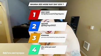 Preview 3 of Air Stewardess Upskirt - RAY RAY XXX Wipes down a counter before she jumps on top and fucks sucks,  and gives a footjob to a dildo