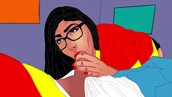 Preview 2 of Pakistan Pathan Girl Sixi - Mia&#039_s perfect bubble butt bet and intense blowjob parody cartoon