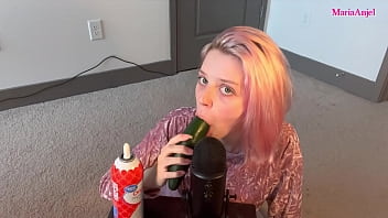 Preview 2 of 3way Wife Action Catwap Com - ASMR-Cucumber Sucking