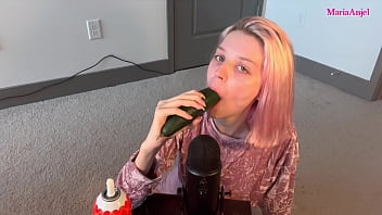Preview 4 of 3way Wife Action Catwap Com - ASMR-Cucumber Sucking