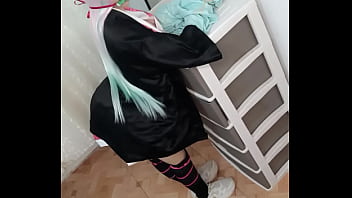 Preview 1 of Free Sex Porn Vidio - Nezuko has ANAL sex fucked against the furniture by the clown&#039_s huge thick black cock (18 years old)