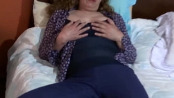 Preview 2 of Taboo By Primsl - Beautiful mature 58 years old masturbates with her huge dildo in front of the maid&#039_s ,  big cumshot on hairy pussy
