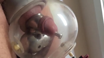Preview 2 of Ex Mast - Pumping cock balls in chastity cage