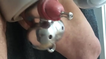 Preview 3 of Ex Mast - Pumping cock balls in chastity cage