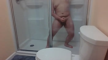 Preview 1 of Mom Ass Guys - Chubby Asian Cums in Hotel Shower