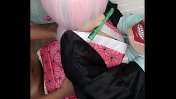 Preview 2 of Sexy Video On T Shirt 2020 - NEZUKO WITH BIG TITS IS FUCKED BY HER STEPBROTHER WITH A BIG BLACK COCK (18 years old)