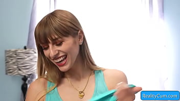Preview 2 of Amateur Bachelorette Cheating - Sexy horny blonde slut Angel Youngs seduces her friend with her nice big natural boobs and suck his big dick