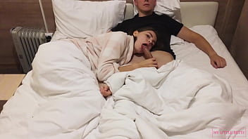 Preview 2 of America Xnxx Hd - Beauty gives a relaxing homemade blowjob while watching a movie