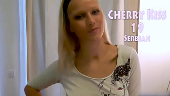 Preview 1 of X Xxvibos - Cherry Kiss in her first scene deepthroated and gets a huge facial