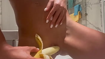 Preview 2 of Katney Leen - Monika Fox Stuffed A Banana In Pussy And Ass