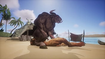 Preview 1 of Cauple My Dad - Minotaur fucks Lion and cums in his mouth - Wildlife