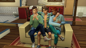 Preview 1 of Fim Bocep - Three friends decided to have sex on the couch and bed,  sims 4