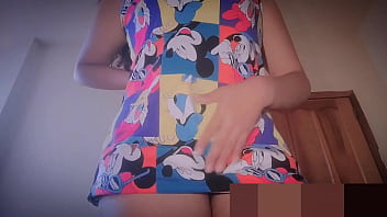 Preview 1 of Frist Seks Anal - Dressed in my cartoon pajamas she touched my pussy and tits,  who wants to fuck them.