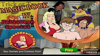 Preview 1 of Sex Blod - Halloween Magic Book Pt. 1 - Nerdy 18yo men Fuck their submissive Principal