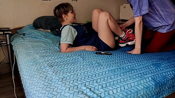 Preview 1 of Seachsmall Titts Glasses - Stepsister boasted new sneakers and shaved pussy