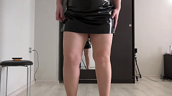 Preview 1 of Mom Car Tube - Foot fetish in pantyhose,  hairy pussy masturbation and ASMR. A mature milf boasts of chubby legs in nylons and a juicy PAWG. Bottom view. Homemade. Amateur.