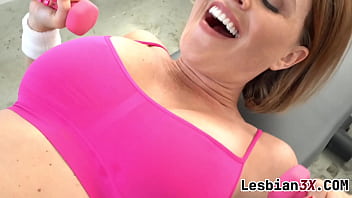 Preview 1 of Wwwsex Vido India Come - Horny big tit lesbian MILFs fucking anally with sex dildos at the gym - London River,  Krissy Lynn