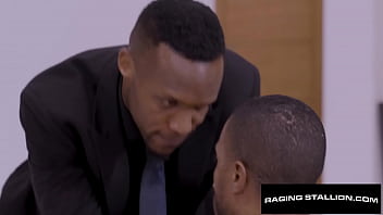 Preview 1 of Hot Gay Guys Fucking Hard - Chiseled Hot Chocolate Pound Out At Work - Andre Donovan,  Jake Waters - RagingStallion