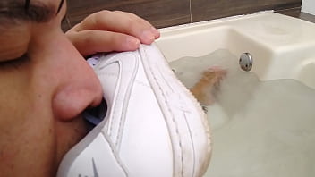 Preview 1 of Upornia Massage - shoejob and shoe creampie masturbating him with my shoes and making him fuck my shoes till cumming