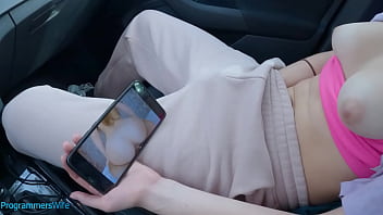 Preview 3 of Xxx Sax Hindi Film Video - Teen masturbates on a public car park watching her porn video - ProgrammersWife