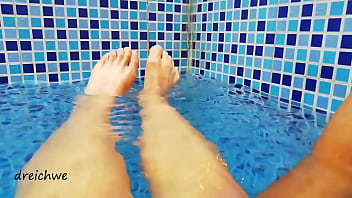 Preview 3 of Jonni Darkko Deepthroat - Feet in the pool with water