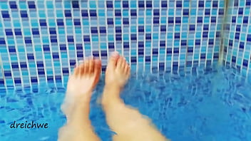 Preview 4 of Jonni Darkko Deepthroat - Feet in the pool with water
