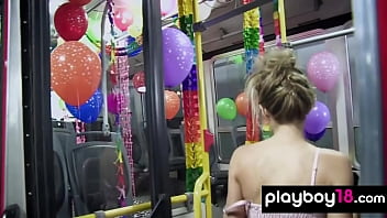 Preview 2 of Danidaniels New Porn - Big boobed nude blondie Danielle Mathers and GFs settled a party on a bus