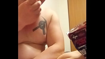 Preview 2 of Hd Filmler - Eating Doritos and drinking tea naked