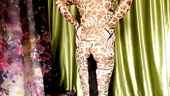 Preview 1 of Short Nude Pics - [EroNekoKun] - Cute Neko Boy in Leopard Cat Suit masturbation and cum with Moaning