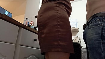 Preview 1 of Japanese Tukif - Sexy O2,  825 - Clothed Rose Satin Panty White Slut,  Fuck,  Satin Brown Dress,  Doggystyle,  POV,  Dirty French Talk,  Licking Ass Hole