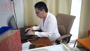 Preview 1 of Hot Sex Girl And Girl Full Hot - SEXRETARY Secretary gets fucked with a dildo Security camera in the office FULL