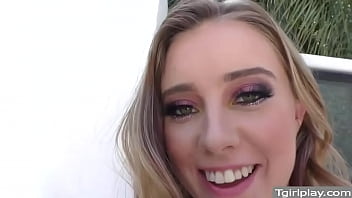 Preview 1 of A Mothert - Busty TS Angelina Please licks and bangs blonde friends pussy