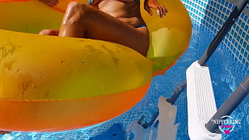 Preview 3 of Xxxgirl Tamil Hd - nippleringlover hot masturbating outdoors in pool inserting huge screws in extreme stretched pierced nipples
