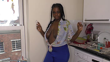 Preview 2 of Unblock Xxx Ass - Betty smokes and gives a great downblouse view