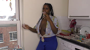 Preview 1 of Unblock Xxx Ass - Betty smokes and gives a great downblouse view