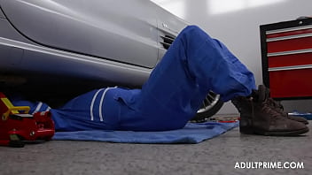 Preview 1 of Shemale Married Couple - Sweaty Dirty Mechanic turns Wendy on