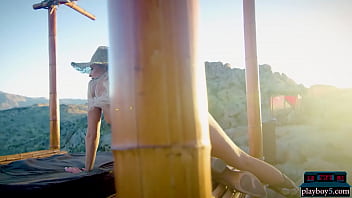 Preview 4 of Mila Kohl - Petite blonde model Emma Hix with an amazing ass posing outdoor for Playboy