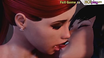 Preview 2 of Man Belly - 3D Futanari Animation,  Anal Creampie - Redhead Shemale fucks Brunette&#039_s Ass