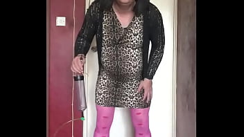 Preview 1 of Big Hairy Puss - sissy crossdresser will not stop swallowing his own piss till he has tried another mans piss