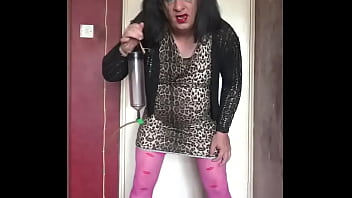 Preview 4 of Big Hairy Puss - sissy crossdresser will not stop swallowing his own piss till he has tried another mans piss