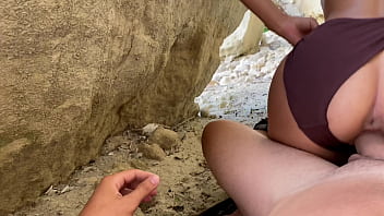 Preview 3 of Big Tits Self Suck Nipple - Outdoor sex beach with sexy stranger Risky fuck