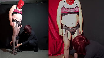 Preview 1 of Sex With - Ma&iuml_tresse punit son soumis en cage de chastet&eacute_