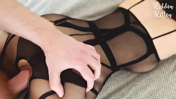 Preview 4 of Lilly Aunty Xnxx - Busty Brunette Babe in Bodysuit Gets Busted On